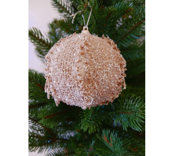 Новогодние шары с декором из мешковины Ø80мм, цена за набор 3 шт (SH251)